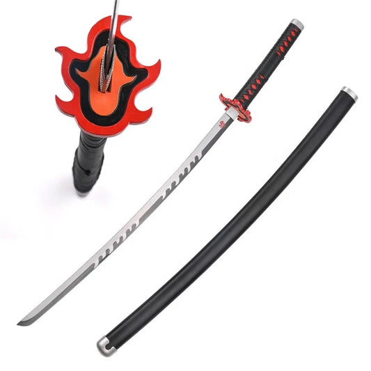 Demon Slayer: Kimetsu No Yaiba: Tanjiro with Flame Hilt Steel Nichirin Blade